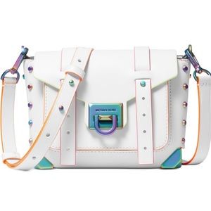 Michael Kors Manhattan Leather Crossbody, Optic White